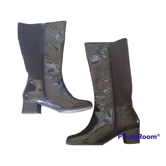 Cloudwalkers Jaime Mixed Media Knee High Tall Boots Brown Size 8.5W zip up low - Picture 2 of 6